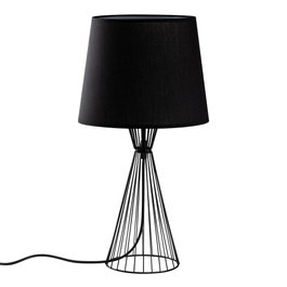 Opviq Telıs - 5371 Lámpara de Mesa con Cuerpo Metálico y Pantalla de Tela Negra